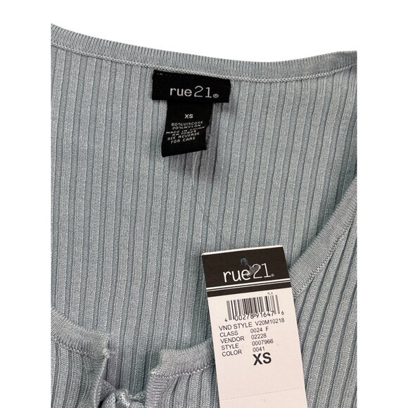 Rue21 Ribbed Long Sleeve Tie Front Cropped Knit Cardigan Top Size XS Light Blue - Picture 3 of 4